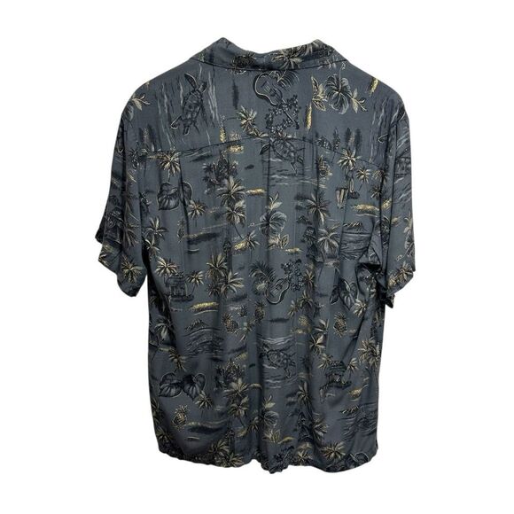Vintage Two Palms Black and Gold Palmtree Hawaiian Camp Shirt, M - Picture 5 of 7